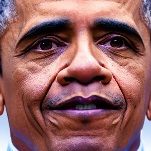 Prompt: “ obama with large eyes, big mouth, serious look, png image ”