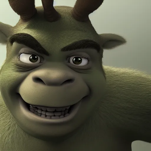 Prompt: Shrek and Donkey fused together, hyperdetailed, artstation, cgsociety, 8k