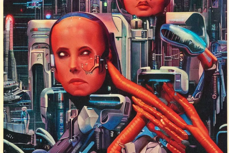 Image similar to 1979 OMNI Magazine Cover of a set of dentures. in cyberpunk style by Vincent Di Fate