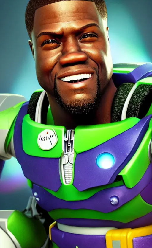 Image similar to kevin hart as buzz lightyear, dynamic lighting, photorealistic fantasy concept art, trending on art station, stunning visuals, creative, cinematic, ultra detailed