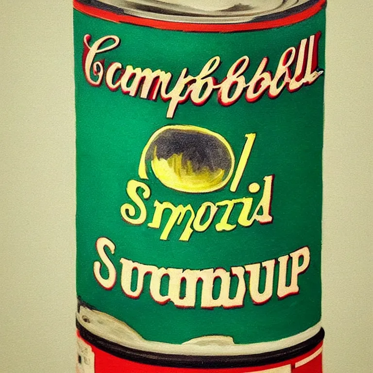 Image similar to Hyperrealistic photograph of a single Campbell's soup can, very realistic