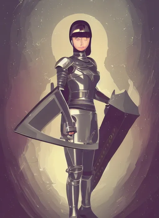 Image similar to a young woman in full plate armor holding her helmet. she is a knight. clean cel shaded vector art. shutterstock. behance hd by lois van baarle, artgerm, helen huang, by makoto shinkai and ilya kuvshinov, rossdraws, illustration, art by ilya kuvshinov