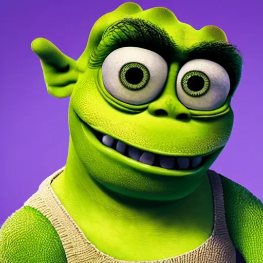 Image similar to ambivalent mike wazowski shrek fusion