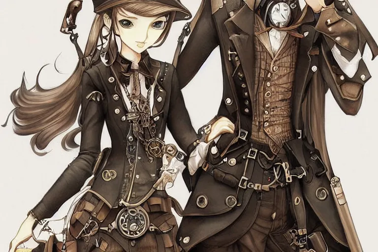 Image similar to Steampunk style clothing design drawings by Range Murata