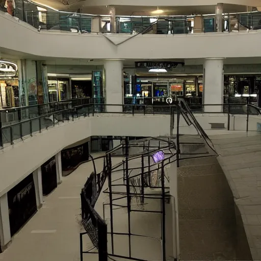 Prompt: the liminal mall, 4k, mid night, scary, vey dark, 2000s photo