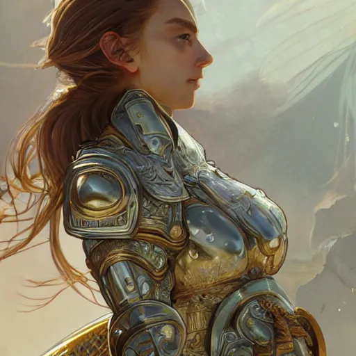 Image similar to portrait knights of Zodiac girl, silver and ice color reflected armor, in ruined Agora of Athens, ssci-fi, fantasy, intricate, very very beautiful, elegant, golden light, highly detailed, digital painting, artstation, concept art, smooth, sharp focus, illustration, art by tian zi and WLOP and alphonse mucha