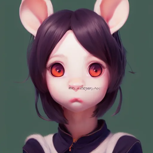 Prompt: character design portrait of a cute anthropomorphic furry rat girl with rat ears, looking at the camera, smiling, 4 k, concept art, by wlop, ilya kuvshinov, artgerm, krenz cushart, pixiv.