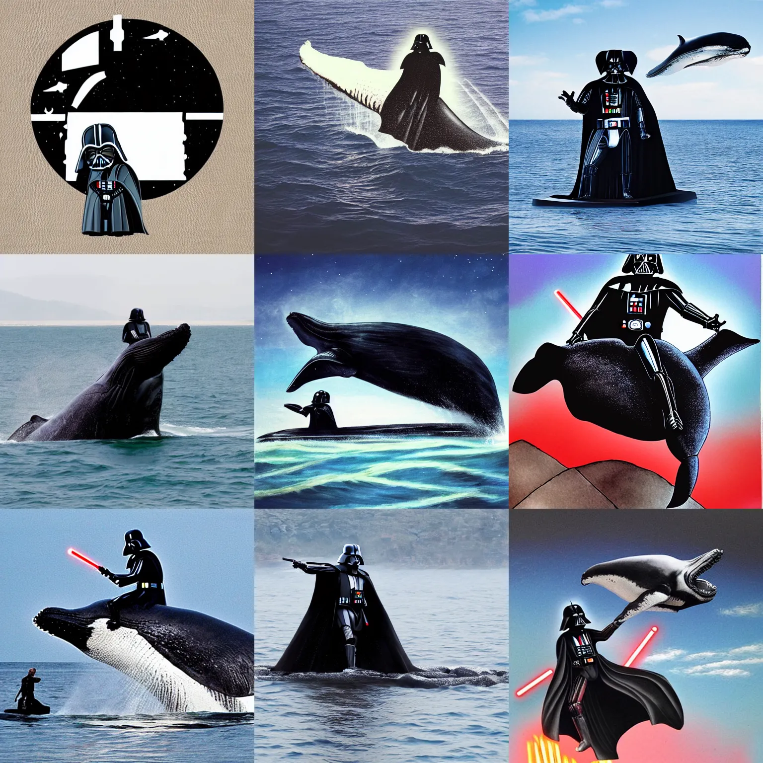 Prompt: Darth Vader riding a whale