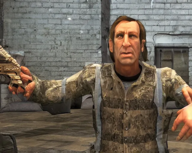 Image similar to saul goodman in counter strike screenshot