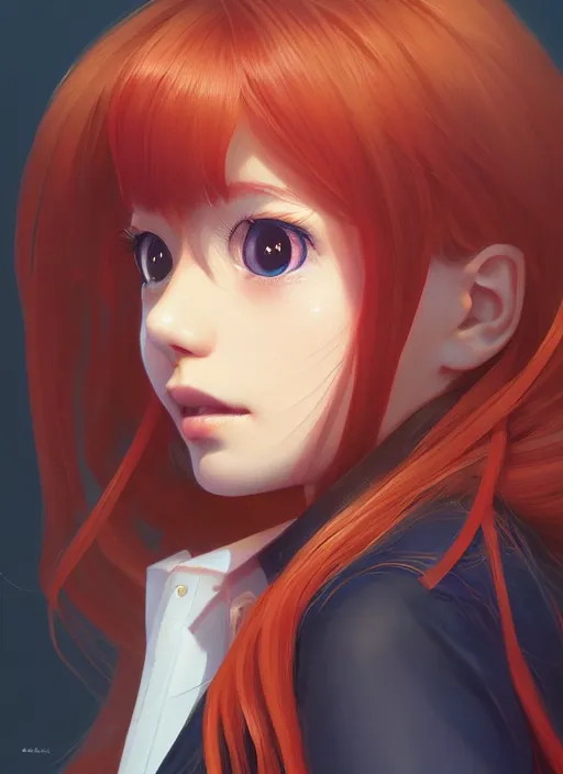 Image similar to highly detailed portrait of asuka langley soryu, stephen bliss, unreal engine, loish, rhads, makoto shinkai and lois van baarle, ilya kuvshinov, rossdraws, tom bagshaw, global illumination, radiant light, detailed and intricate environment