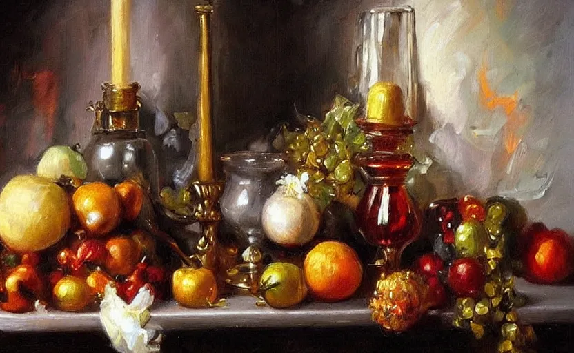 Image similar to Alchemy amazing still life composition. By Konstantin Razumov, chiaroscuro, highly detailded