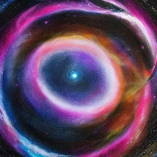 Prompt: A brand new universe and a black hole that is never seen the edge of time, award-winning painting