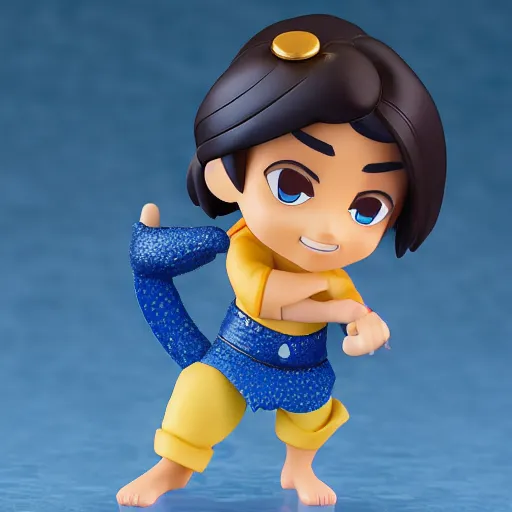 Image similar to pixar 3 d aladdin as nendoroid, side view, 8 k hd dof, kodak film,