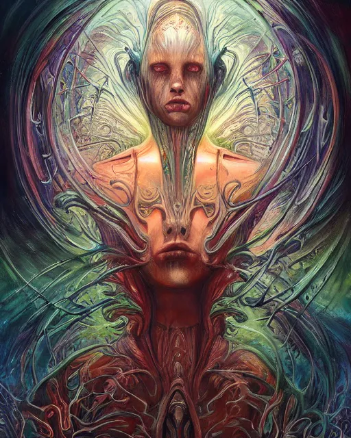 Prompt: as above so below, by antonio j. manzanedo, giger, alex grey, android jones, wayne barlowe, philippe druillet, raymond swanland, cyril rolando, josephine wall, harumi hironaka, trending on artstation