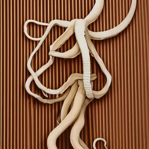 Image similar to cardboard cutout of tentacles, cut out of brown corrugated cardboard, realistic, cardboard cutout, flat, hyperrealistic photography