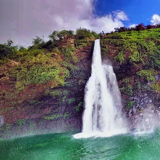 Prompt: a waterfall resembling a bride