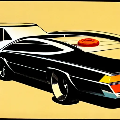 Image similar to concept art for a car with built - in meat smoker, illustrated by syd mead, high quality