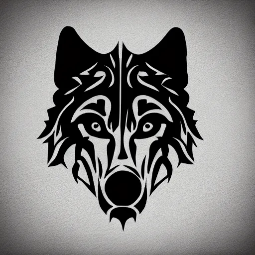 Image similar to tattoo stencil. black and white vector, wolf