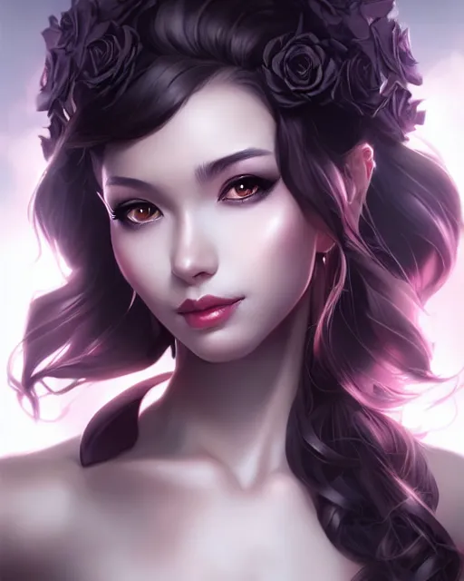 Prompt: black rose queen portrait, by artgerm and wlop, deviantart