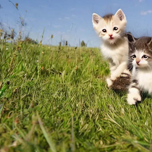 Image similar to kittens playing in a meadow