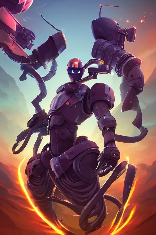 Image similar to epic mask helmet robot ninja portrait stylized as fornite style game design fanart by concept artist gervasio canda, behance hd by jesper ejsing, by rhads, makoto shinkai and lois van baarle, ilya kuvshinov, rossdraws global illumination radiating a glowing aura global illumination ray tracing hdr render in unreal engine 5