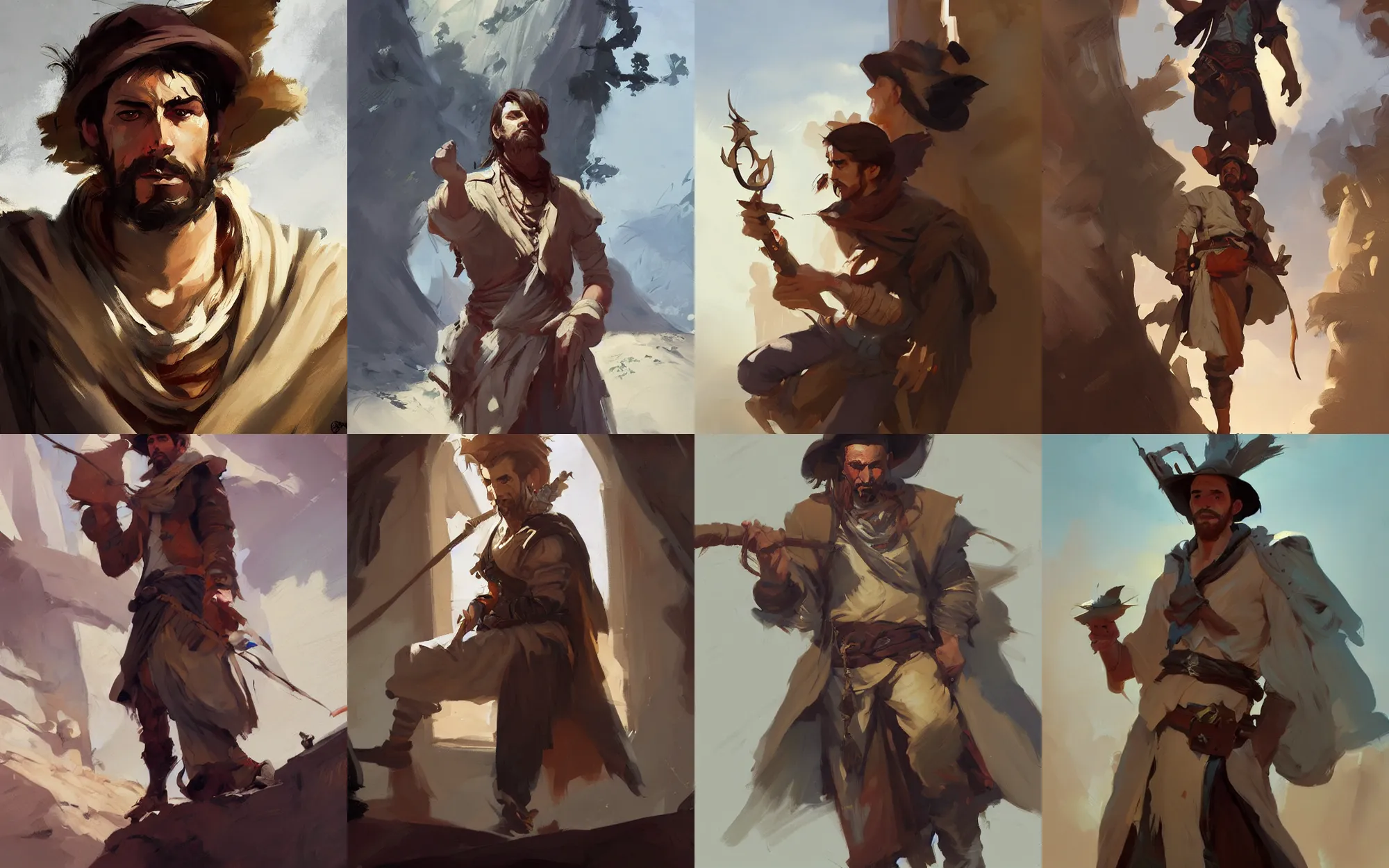 Prompt: portrait of nomad young man tramp in dress cloth greg manchess portrait painting of bard, d & d, fantasy, medium shot, asymmetrical, intricate, elegant, matte painting, illustration, hearthstone, by greg rutkowski, by greg tocchini, by james gilleard, by joe fenton