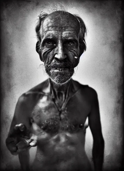 Image similar to handsome anthropomorphic mangle by lee jeffries, gelatin silver process