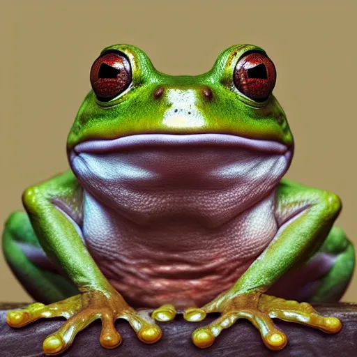 Image similar to hyperrealistic mixed media image of a frog whose head resembles alex jones, stunning 3 d render inspired art by greg rutkowski and xiang duan and thomas eakes, perfect symmetry, flesh texture, realistic, highly detailed attributes and atmosphere, dim volumetric cinematic lighting, 8 k octane detailed render, post - processing, masterpiece,