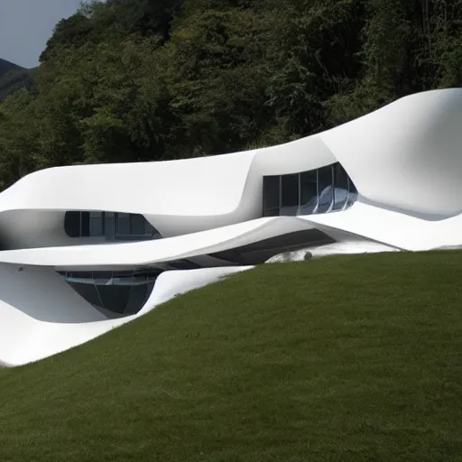 Image similar to house designed by zaha hadid