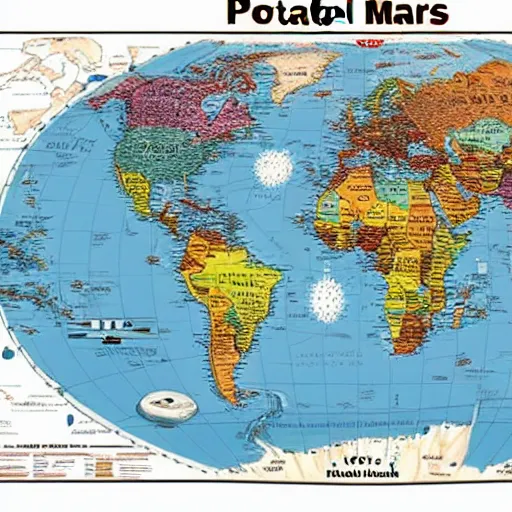 Prompt: Political world map of Mars