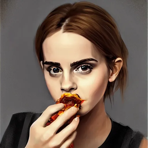 Prompt: portrait of emma watson eating a bowl of worms, trending on artstation