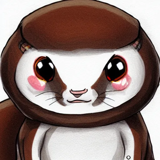 Image similar to furret, the ferret pokemon. adorable eyes, high quality and detail digital art