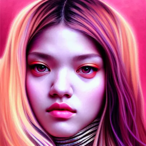 Image similar to portrait of jossi of blackpink, fractal goddess, highly detailed, digital painting, smooth, sharp focus, illustration, ultra realistic, 8 k, art by artgerm and alphonse mucha