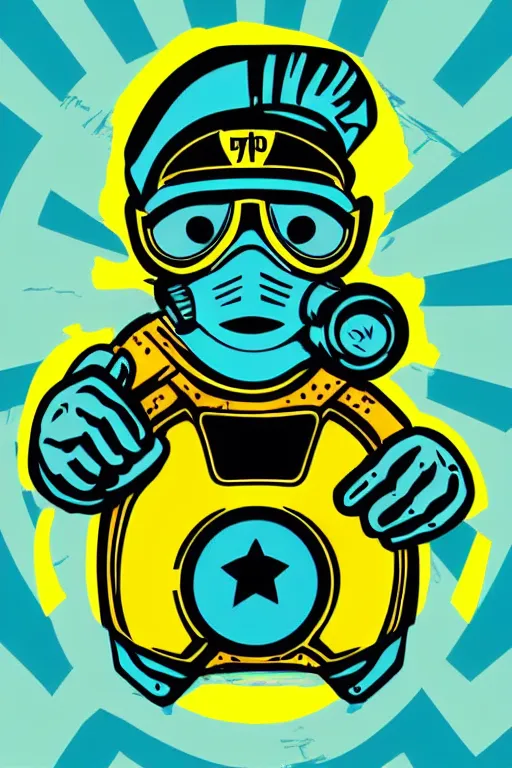 Image similar to fallout 7 6 retro futurist illustration art by butcher billy, sticker, colorful, illustration, highly detailed, simple, smooth and clean vector curves, no jagged lines, vector art, smooth andy warhol style