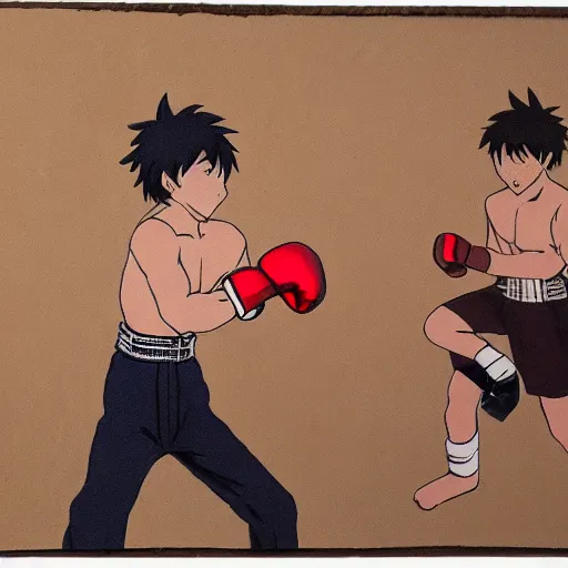 Prompt: anime still of a boy boxing, studio ghibil style,
