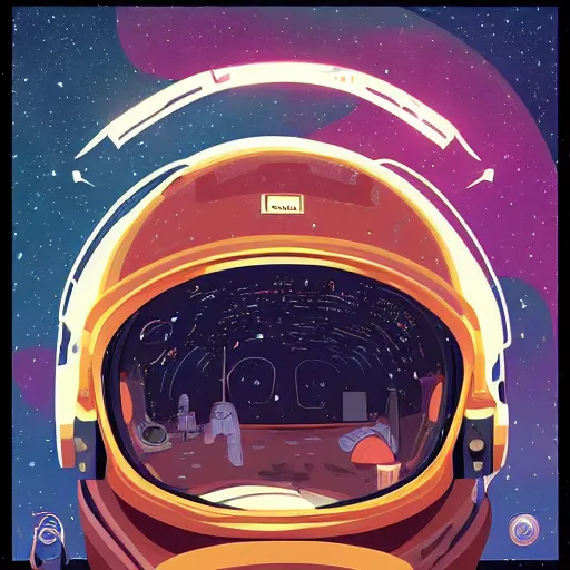 Image similar to astronaut inspired by René Laloux, Dan Mumford, stars, cinematic