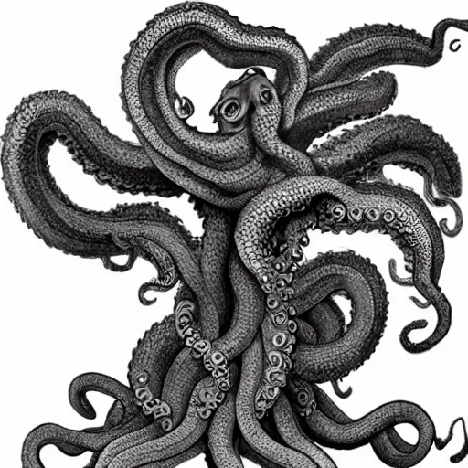 Prompt: giant medusa octopus chimera