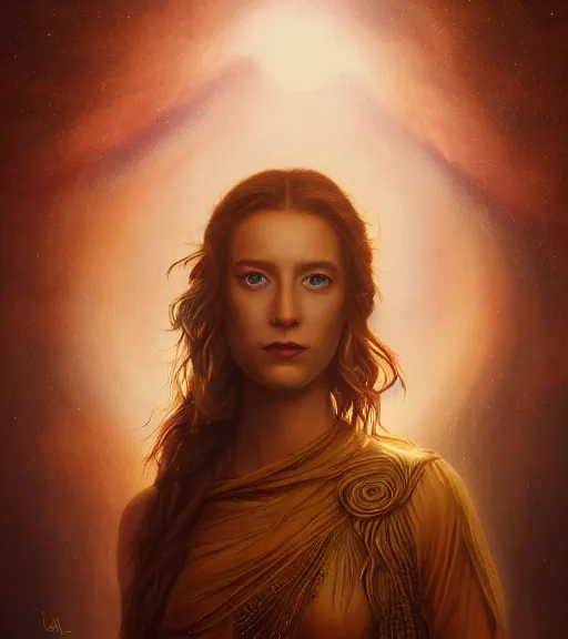 Image similar to majestic gracious regal persephone portrait, ancient greece, mysterious atmospheric lighting, elysian fields, painted, intricate, iridescent, volumetric lighting, beautiful, rich deep colours masterpiece, golden hour, golden ratio, sharp focus, ultra detailed, by leesha hannigan, ross tran, thierry doizon, kai carpenter, ignacio fernandez rios