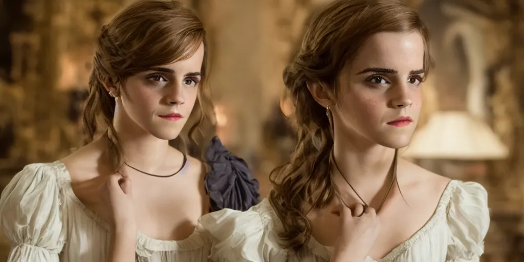 Image similar to Emma Watson in Barry Lyndon canon 5d mk4