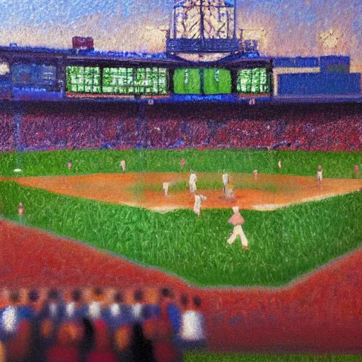Prompt: fenway park in the style of Georges Seurat
