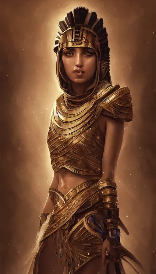 Prompt: female egyptian warrior in a winter night, shaman clothing, ritual, moon beams, fame of thrones, fibonacci, sweat drops, insane, intricate, highly detailed, surrealistic, digital painting, artstation, concept art, smooth, sharp focus, illustration, unreal engine 5, 8 k, art by artgerm and greg rutkowski and alphonse mucha