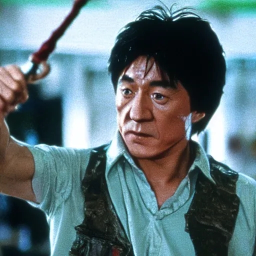 Image similar to Jackie Chan in the 1990s film Teenage Mutant Ninja Turtles, film still, photo