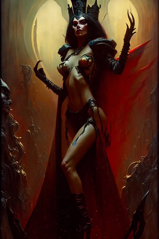 Prompt: the dark magic queen of hearts, dark fantasy by gaston bussiere, bayard wu, greg rutkowski, giger, maxim verehin