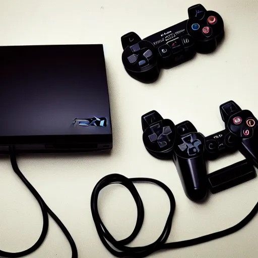 Prompt: vintage photo of an playstation 2