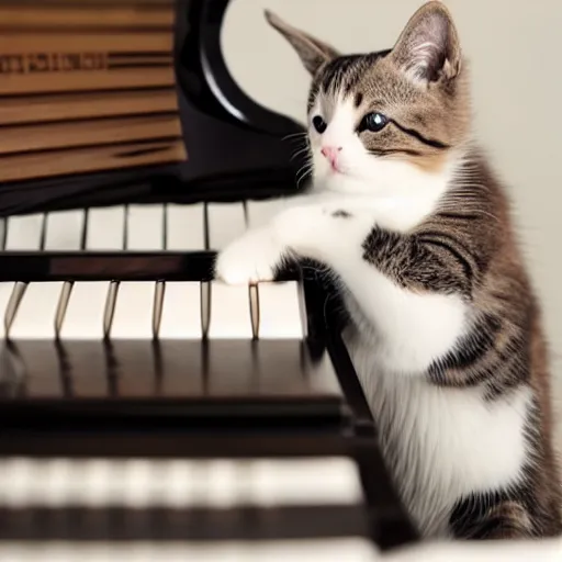 Prompt: cute cat playing piano