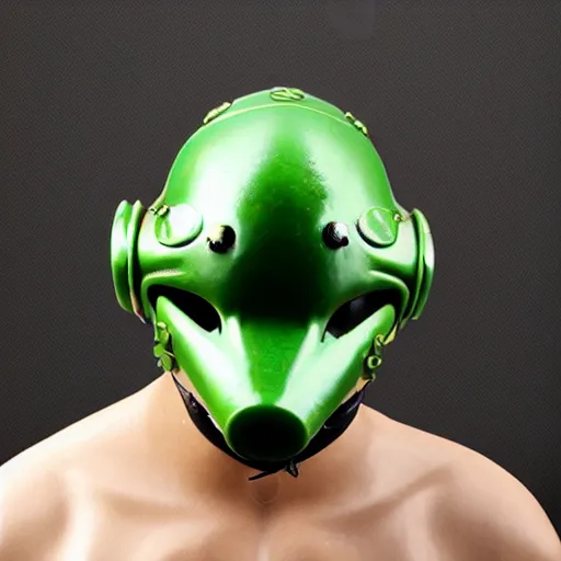 Image similar to cyberpunk frog-mouth medieval helmet