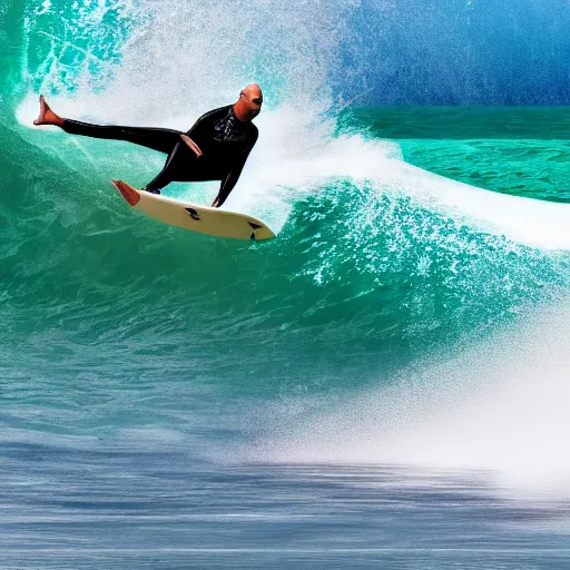 Prompt: kelly slater surfing, octane render, 8k, ultra detailed