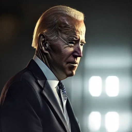 Image similar to joe biden as batman, movie still, cinematic lighting