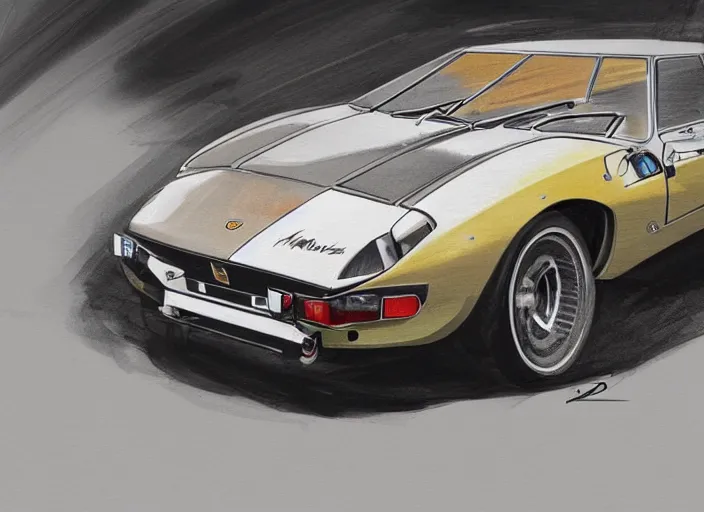 Image similar to a blending, amalgamation and detailed combination of a lamborghini countach, datsun 2 6 0 z and a jaguar e - type, concept art, round headlights, 8 k, highly detailed, trending on art station