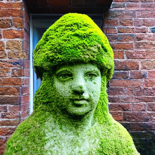 Image similar to photo of a statue covered in moss